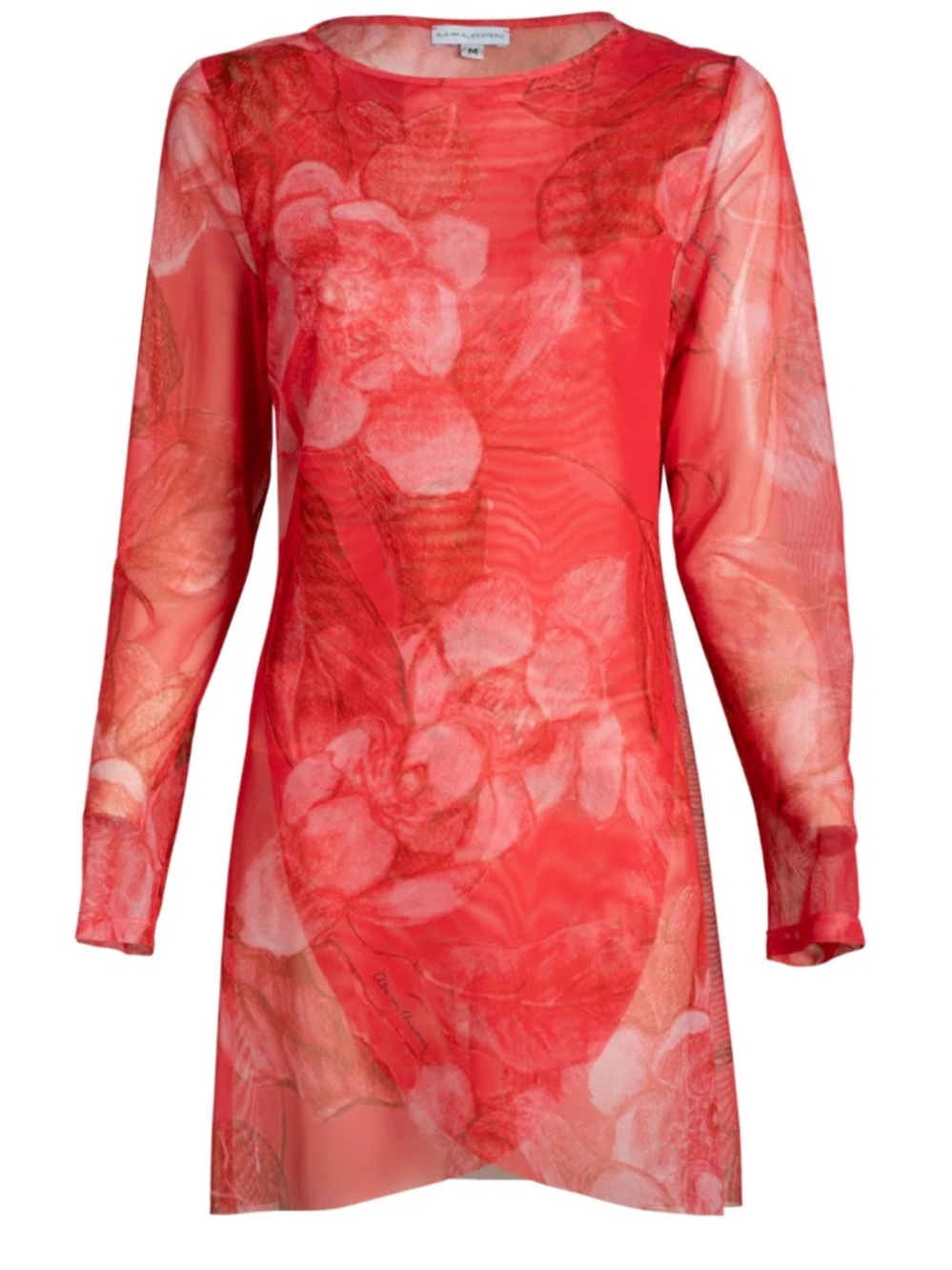 NWT Ala Von Auersperg DIANE SHEER TOP IN CORAL GRANDIFLORA Medium Retail $250